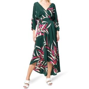 DVF ELOISE WRAP-EFFECT PRINTED SILK MIDI DRESS